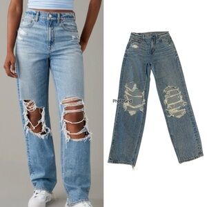 AE Strigid Ripped Super High-Rise Baggy Straight Jeans